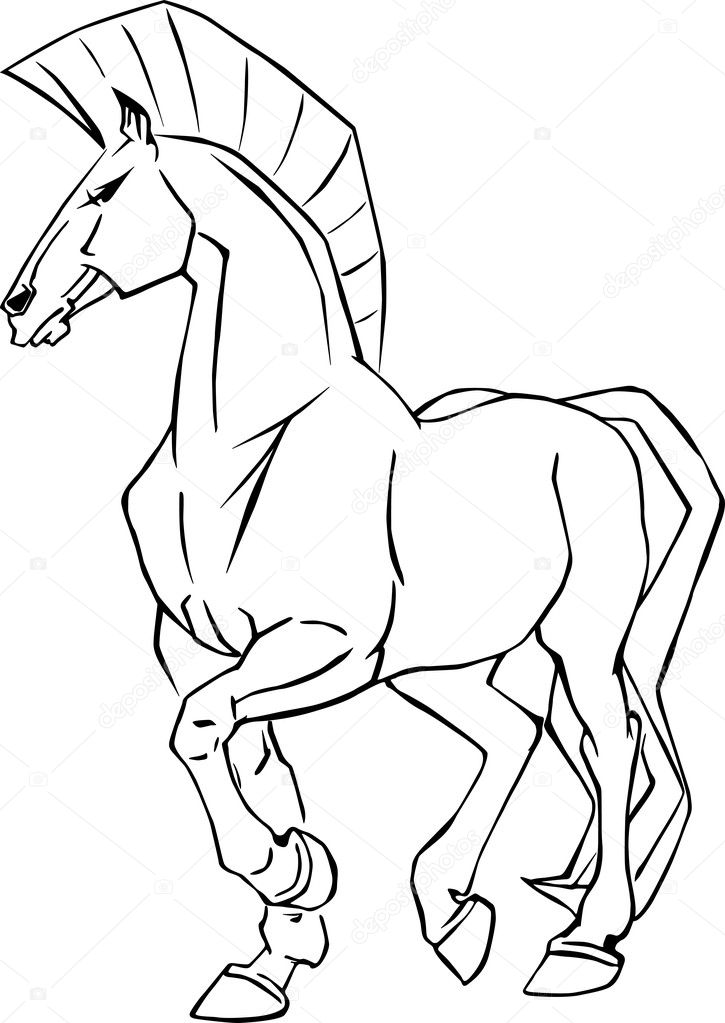 Isolated vector drawing of powerful horse