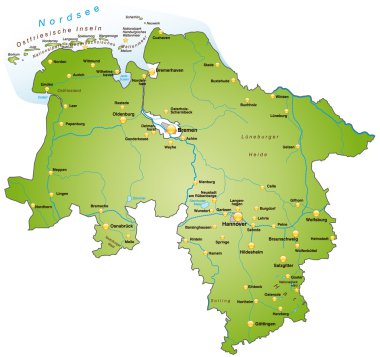 Niedersachsen in grün clipart