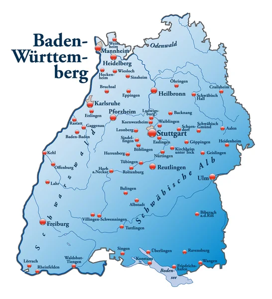 Baden-Württemberg in blau — Stock Vector