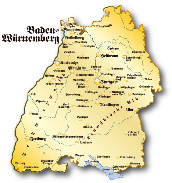 Baden-Württemberg in gold — Stockvector