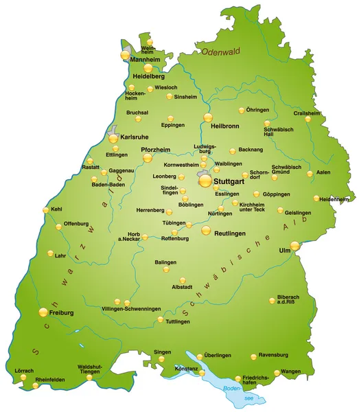 Baden-Württemberg in grün — Stok Vektör