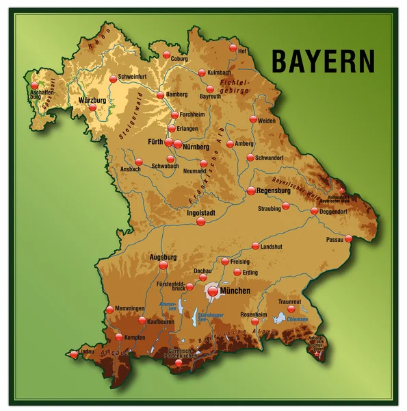 Bayern mit Höhenschichten — Stock vektor
