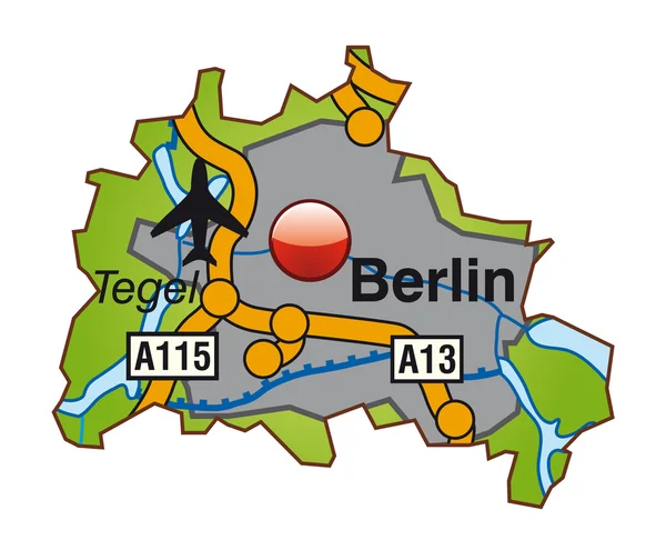 Berlin mit Autobahnen bunt — Stock vektor