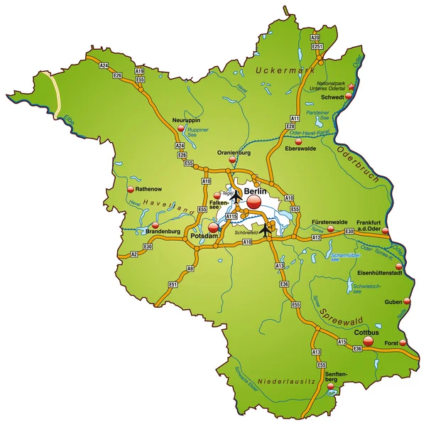 Carie d'autobahnen mit Brandebourg — Image vectorielle