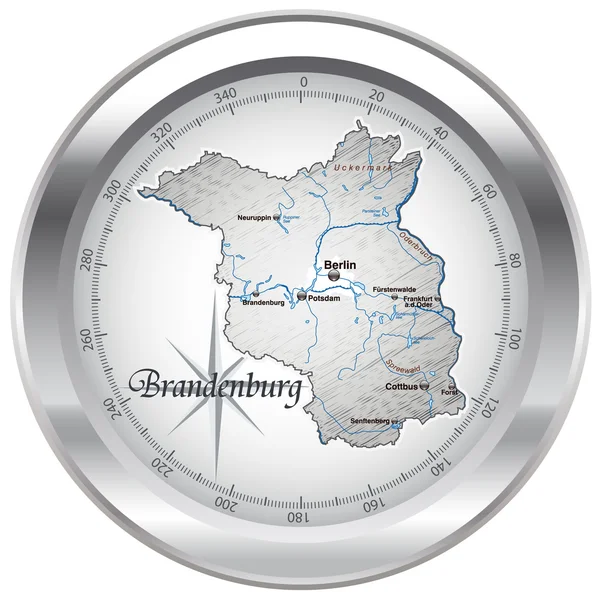 Brandenburg als Kompass in chrom — Stock Vector