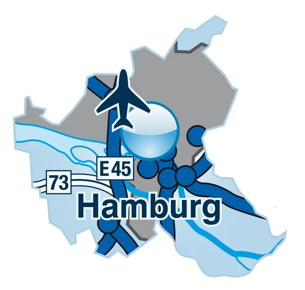 Hamburgo mit Autobahnen blau — Archivo Imágenes Vectoriales