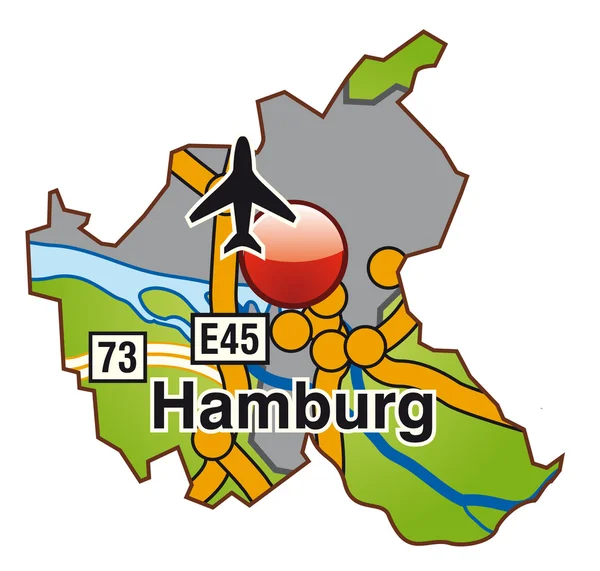Hamburg mit Autobahnen bunt — Stock Vector