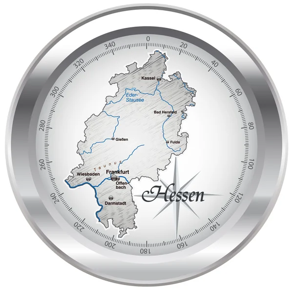 Hessen als kompass içinde krom — Stok Vektör