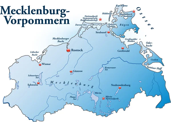 Mecklenburg-Vorpommern im blau — Stockvektor