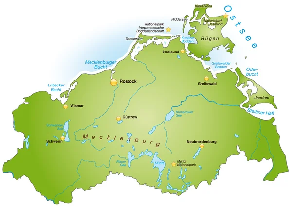 Mecklenburg-Vorpommern in grün — Stock Vector
