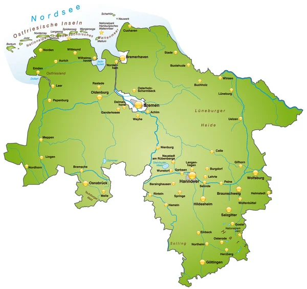 Niedersachsen in grün — Image vectorielle