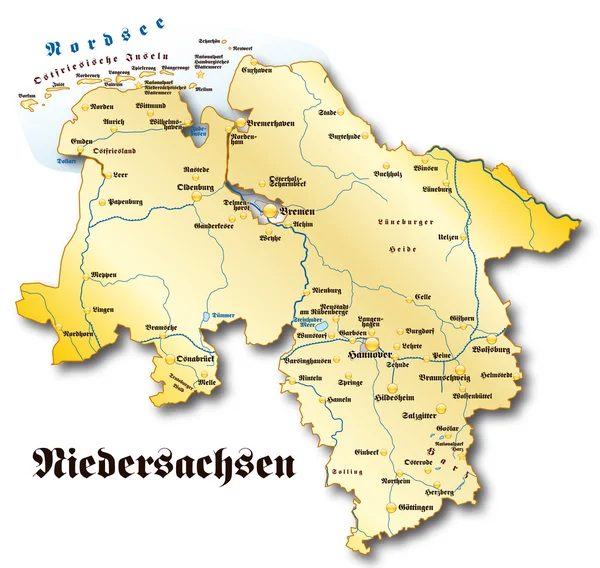 Niedersachsen en oro — Archivo Imágenes Vectoriales