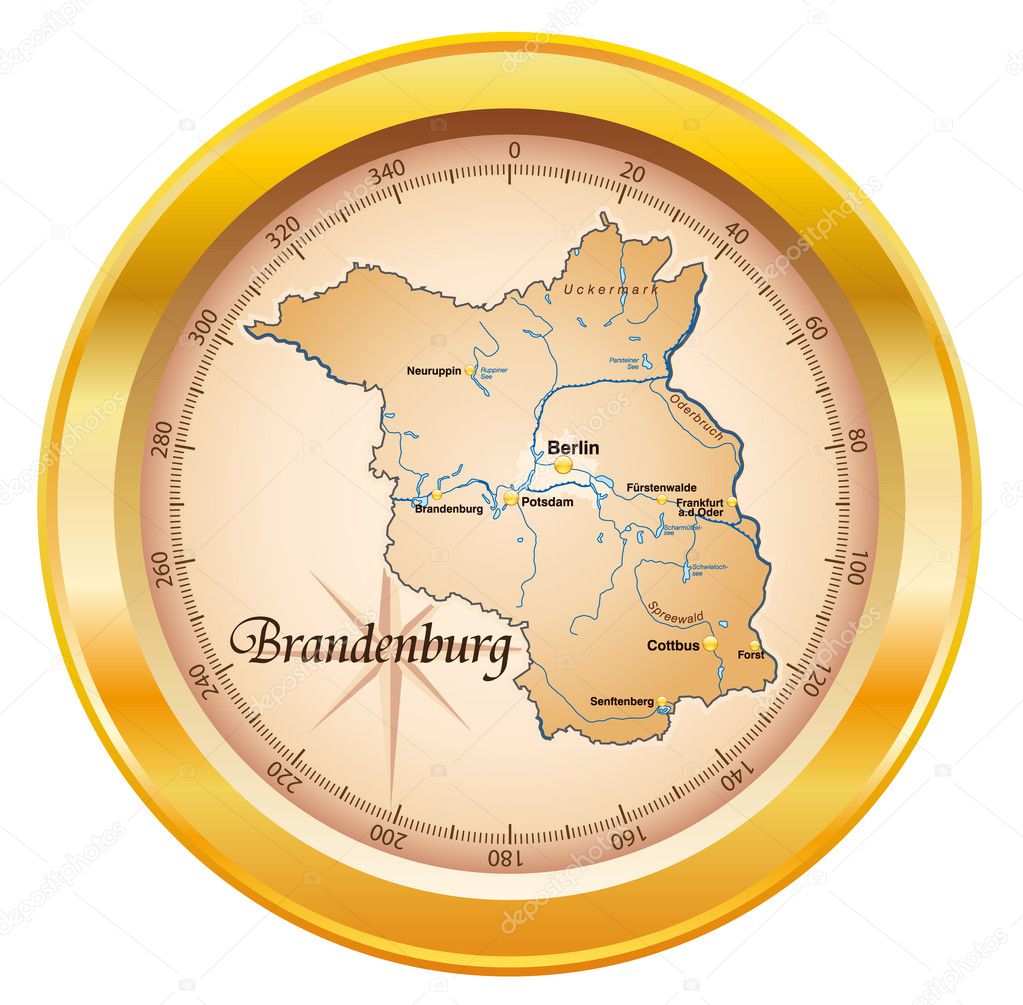 Brandenburg als Kompass in gold