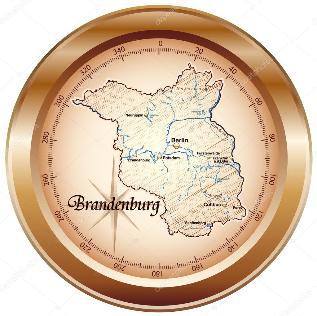 Brandenburg als Kompass in kupfer
