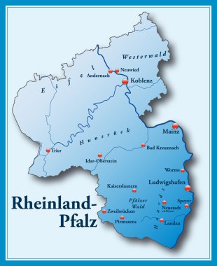 Rheinland-Pfalz mit blauem Rahmen