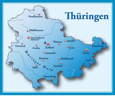 Thüringen mit blauem Rahmen