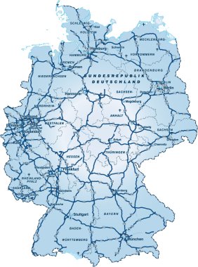 Deutschland mit autobahnen, blau