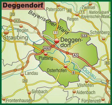 Deggendorf Umgebungskarte bunt