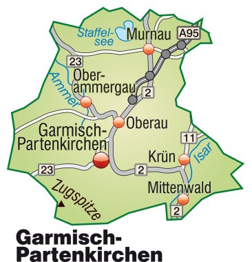 Garmisch-Partenkirchen Inselkarte grün