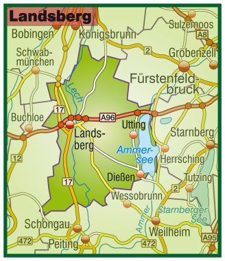 Landsberg Umgebungskarte bunt