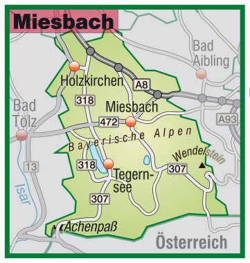 Miesbach Umgebungskarte grün