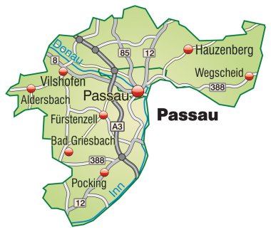 Passau Inselkarte grün