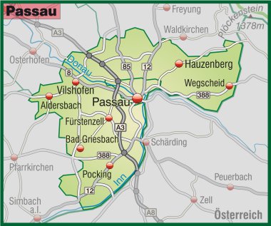 Passau Umgebungskarte grün