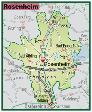 Rosenheim Umgebungskarte grün