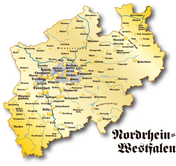 Nordrhein-Westfalen in gold — Stock Vector