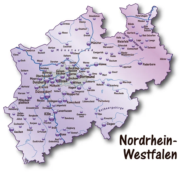 Nordrhein-Westfalen em flieder —  Vetores de Stock