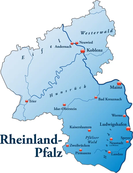 Rheinland-Pfalz em blau — Vetor de Stock