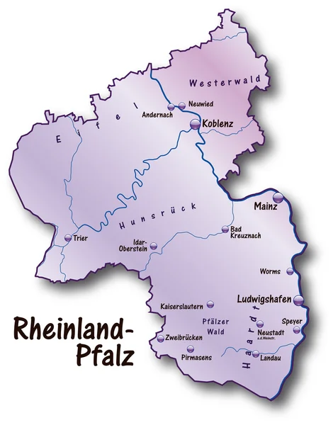 Rheinland-Pfalz in flieder — Stock Vector