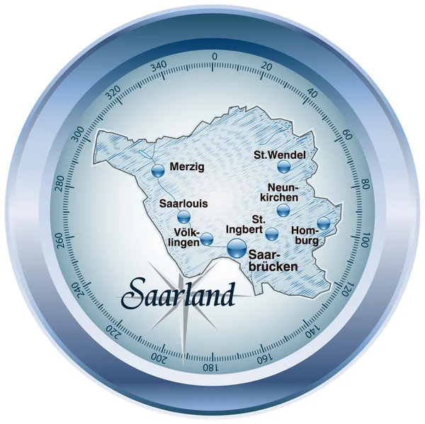 Saarland kompass i blau — Stock vektor