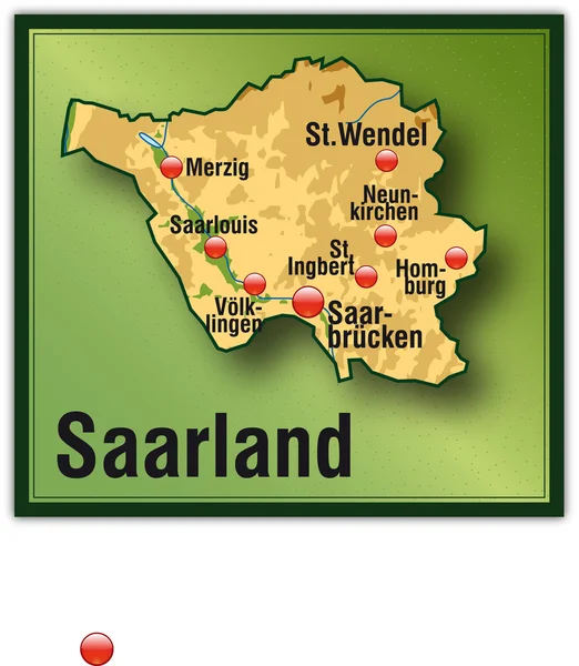 Saarland mit Höhenschichten — Stockový vektor