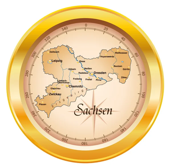 Kompass als Sachsen σε χρυσό — Διανυσματικό Αρχείο