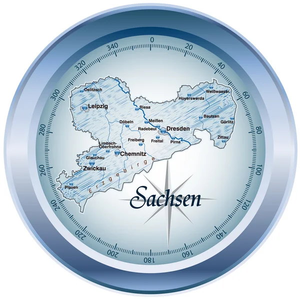 Kompass als Sachsen dans blau — Image vectorielle
