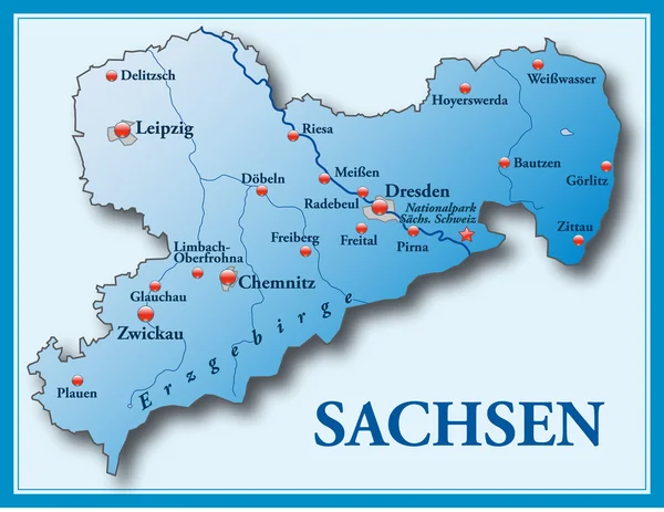 Sachsen mit blauem Rahmen — Wektor stockowy