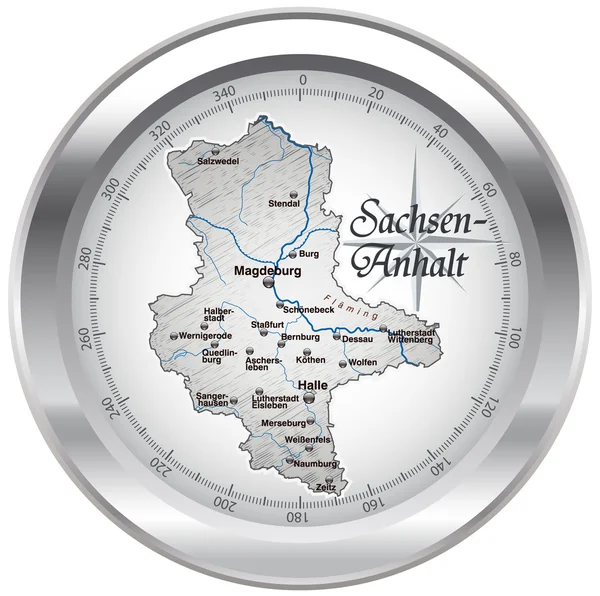 Sachsen-Anhalt als Kompass in chrom — Stock Vector