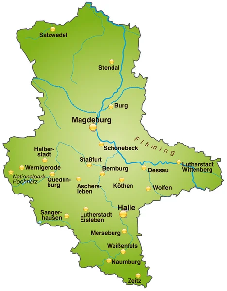 Sachsen-Anhalt in grün — Διανυσματικό Αρχείο