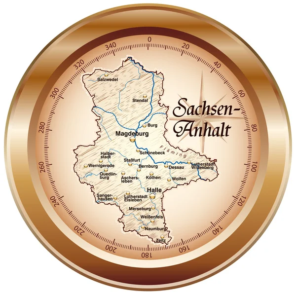 Sachsen-Anhalt als Kompass en kupfer — Archivo Imágenes Vectoriales