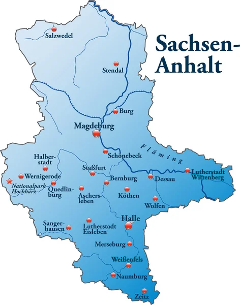 Sachsen-Anhalt in blau — Stock Vector