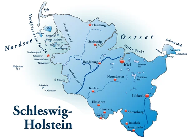 Schleswig-Holstein tartomány a blau — Stock Vector