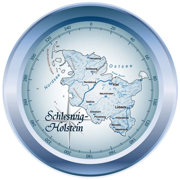stock vector Schleswig-Holstein als Kompass in blau