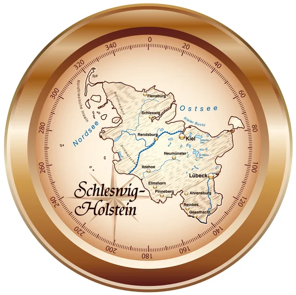 Schleswig-Holstein-Sonderburg-Augustenburg als Kompass kupfer — Stockvektor