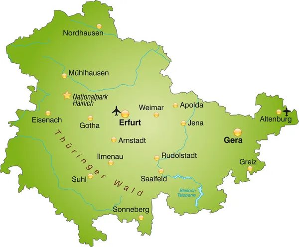 Thüringen in grün — Stockvektor
