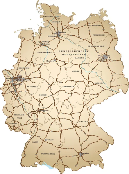 Altertümliche Karte von Deutschland — Vector de stock