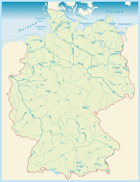 Gewässerkarte von Deutschland — Stockvector
