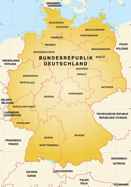 Deutschland mit nachbarlichen Ländern — Stockvektor