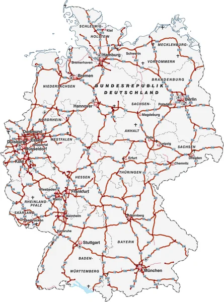 Deutschland mit Autobahnen transparent — Stock Vector