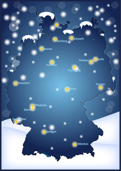 Winterkarte von Deutschland — Stok Vektör